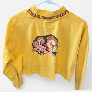 Quiksilver Yellow Crop Top with Graphic Design